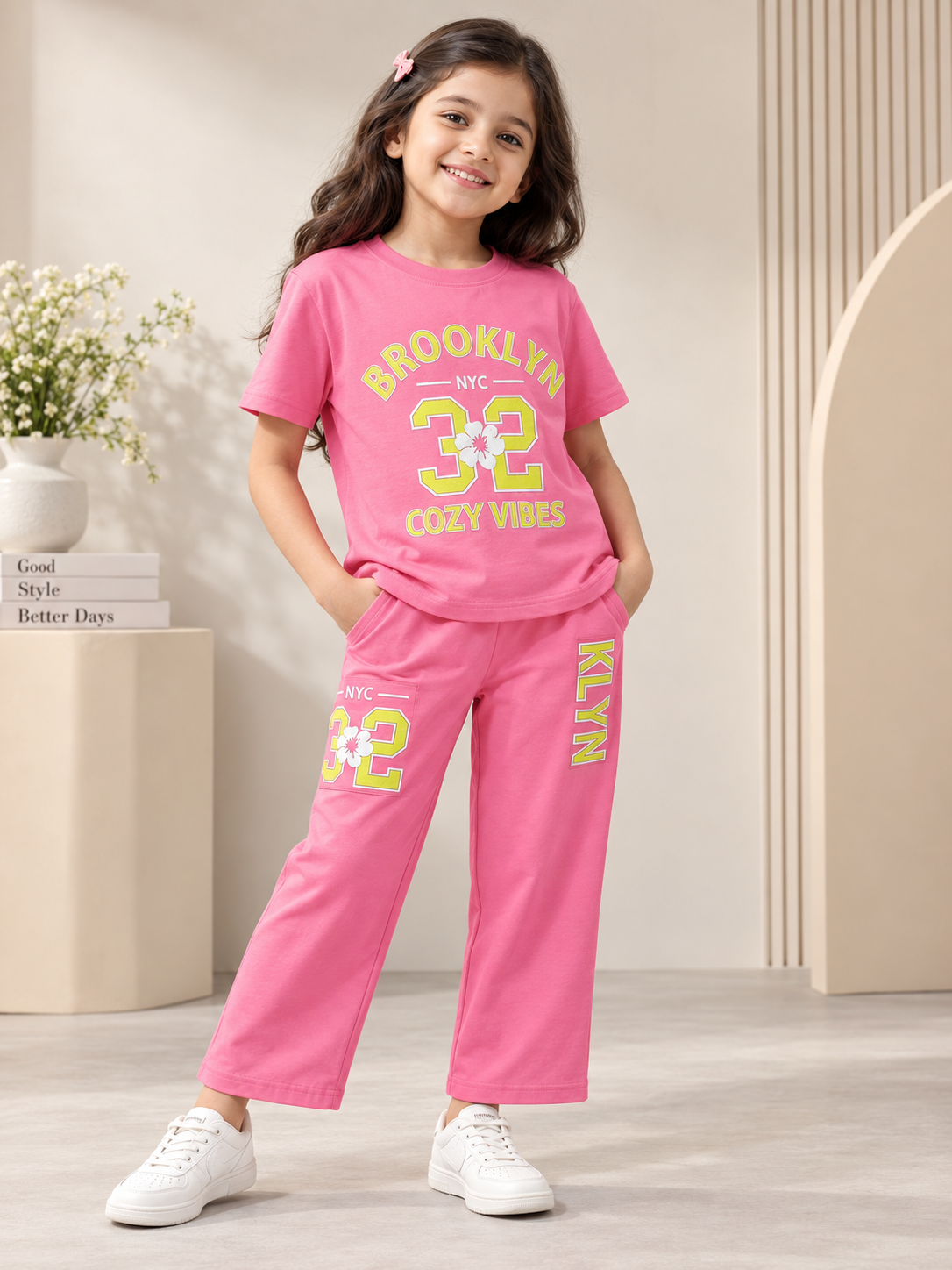 Girls Premium Printed Round Neck Co-Ord Set
