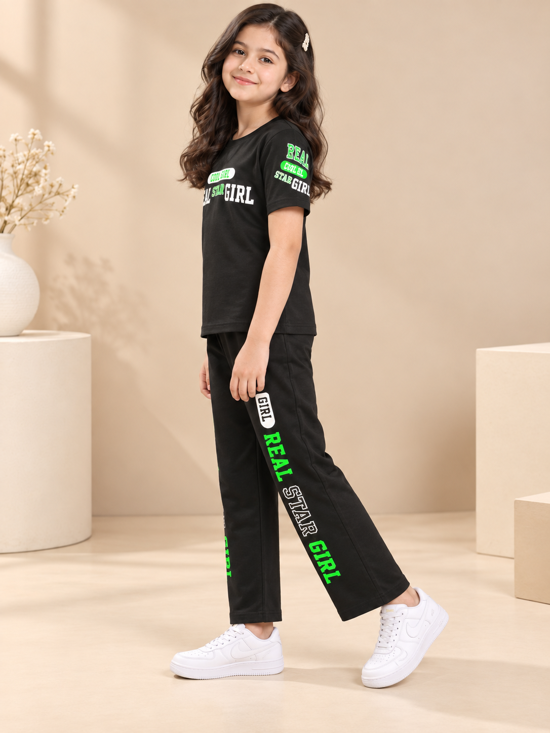 Girls Premium Printed Round Neck Co-Ord Set