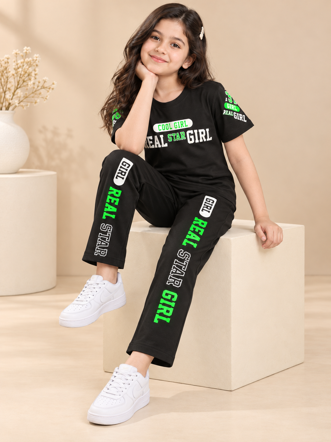 Girls Premium Printed Round Neck Co-Ord Set