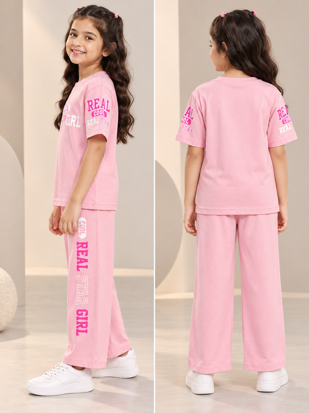 Girls Premium Printed Round Neck Co-Ord Set