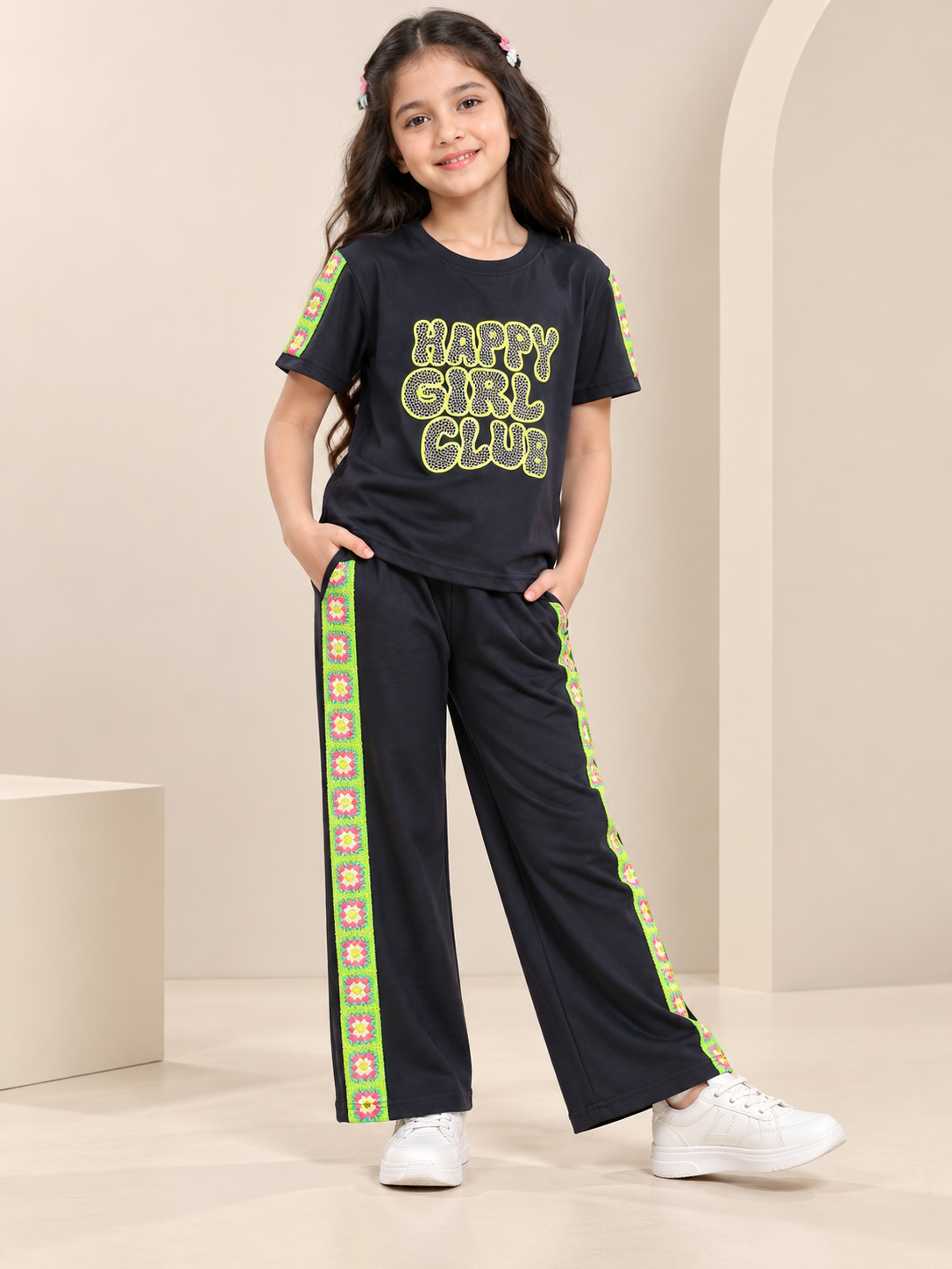 Girls Premium Printed Round Neck Co-Ord Set