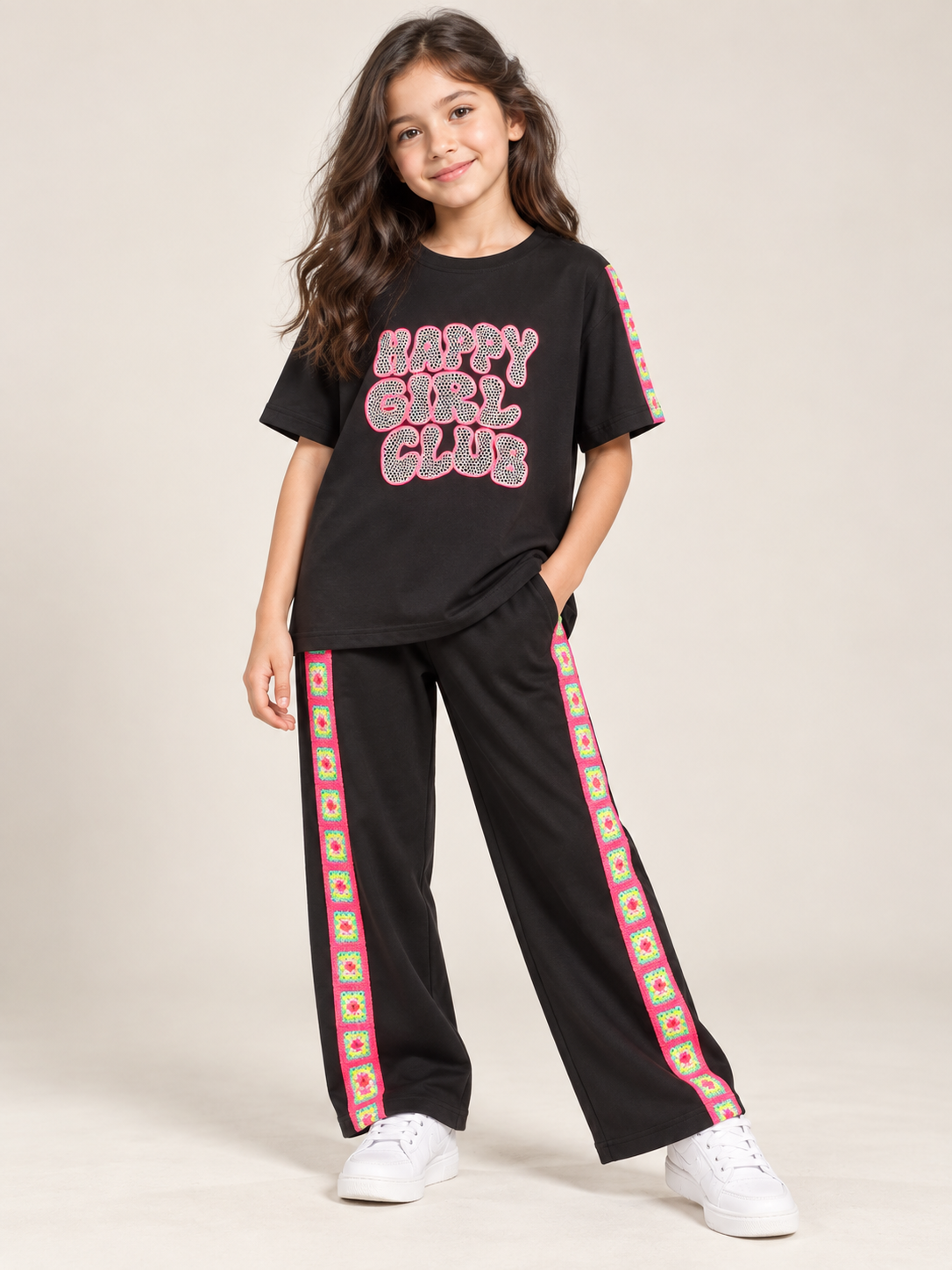 Girls Premium Printed Round Neck Co-Ord Set