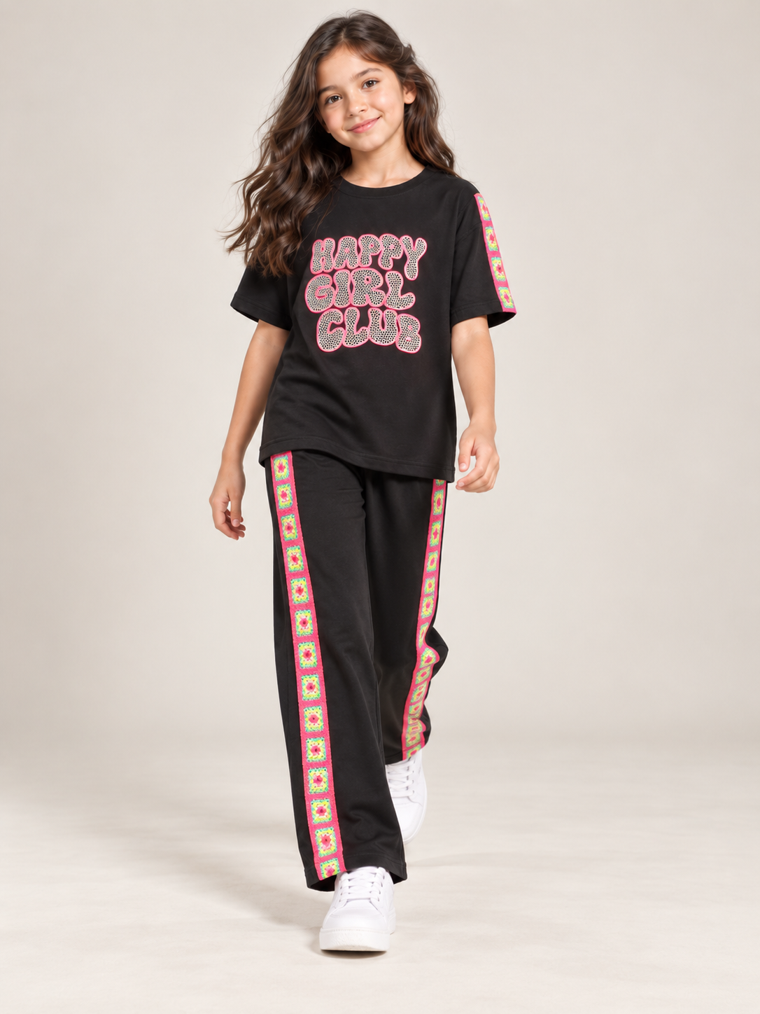 Girls Premium Printed Round Neck Co-Ord Set