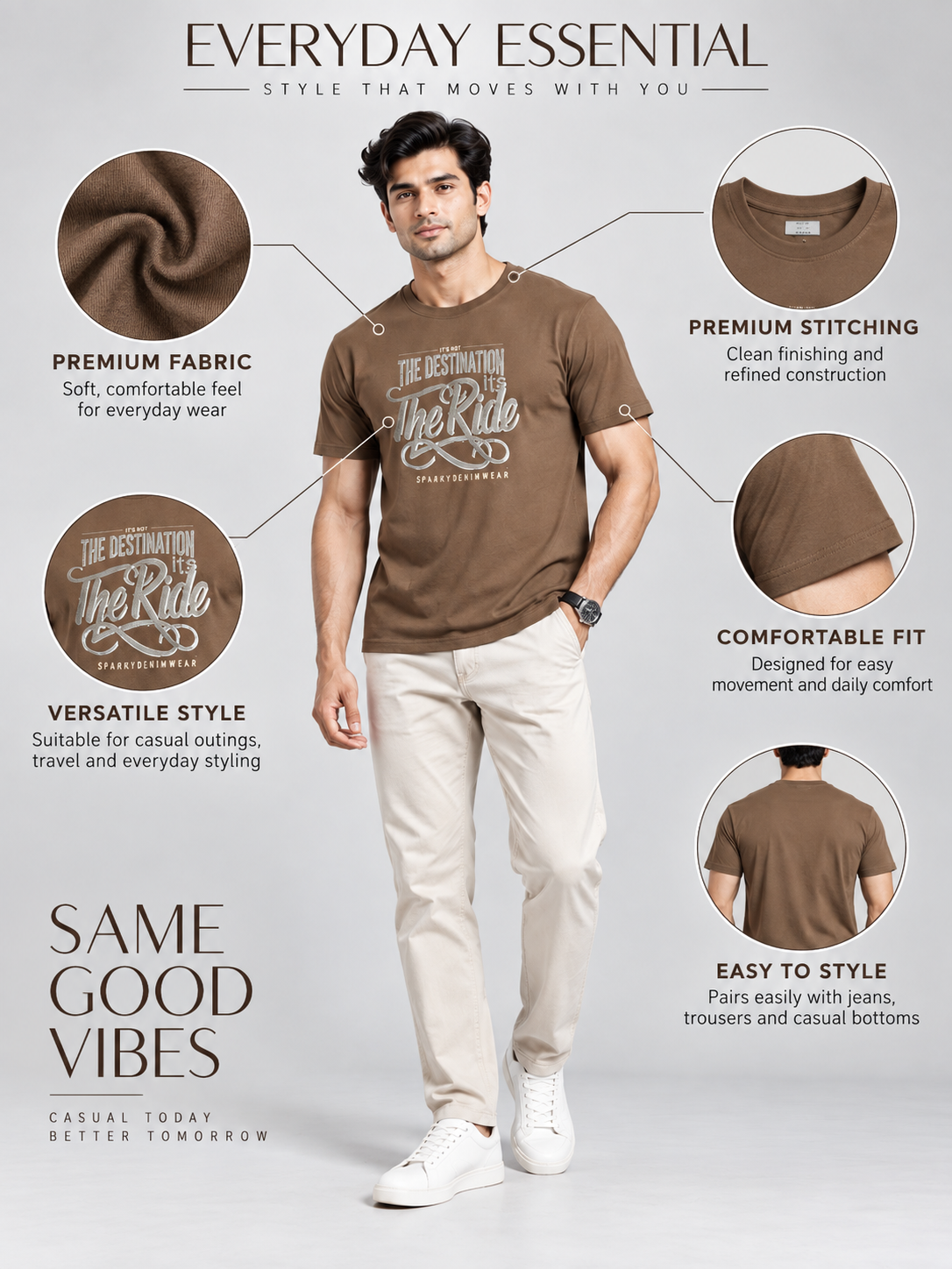 Men’s Premium Cotton Blend Half Sleeve T-Shirt