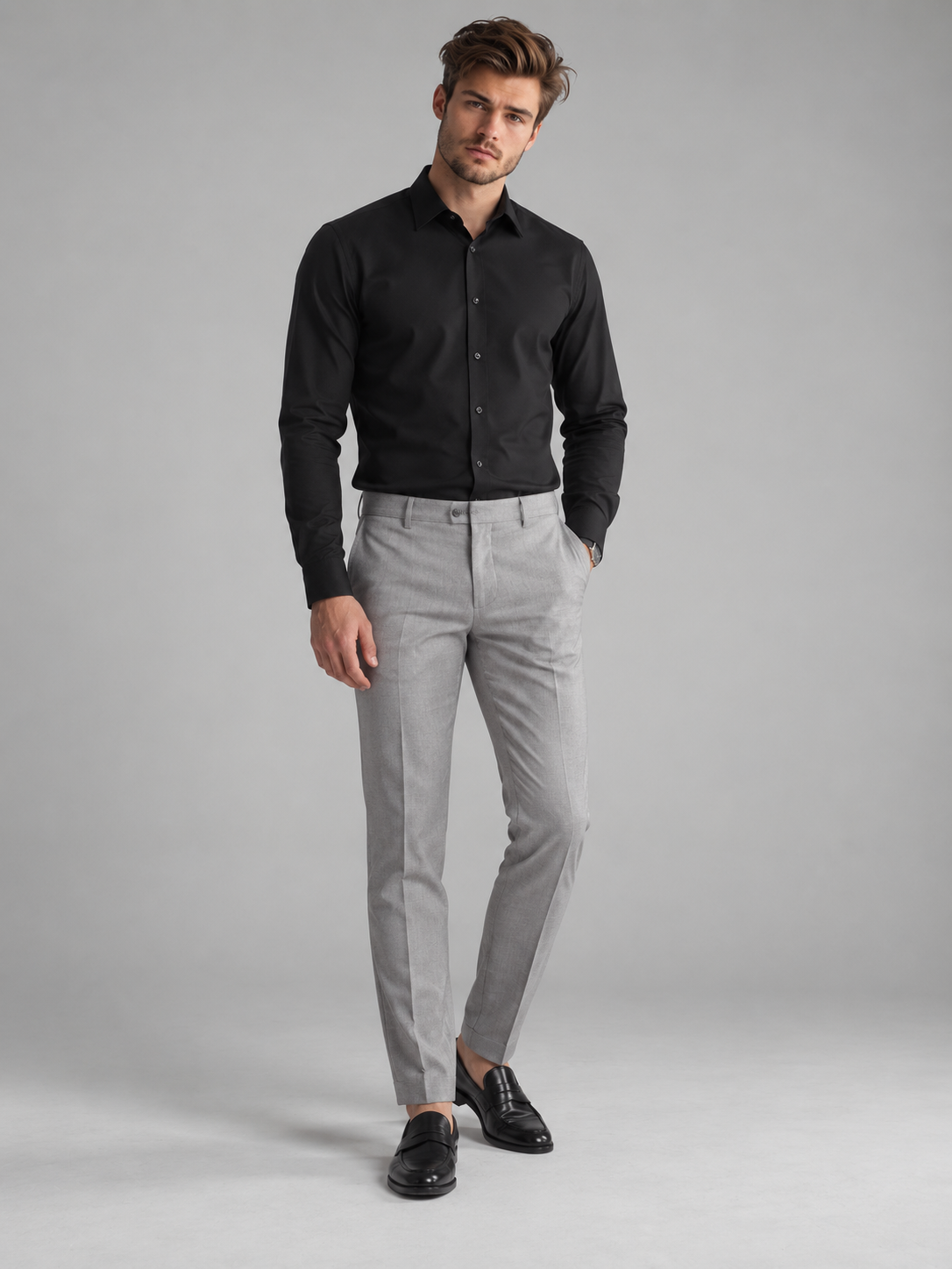 Men’s Premium Solid Full Sleeve Black Shirt