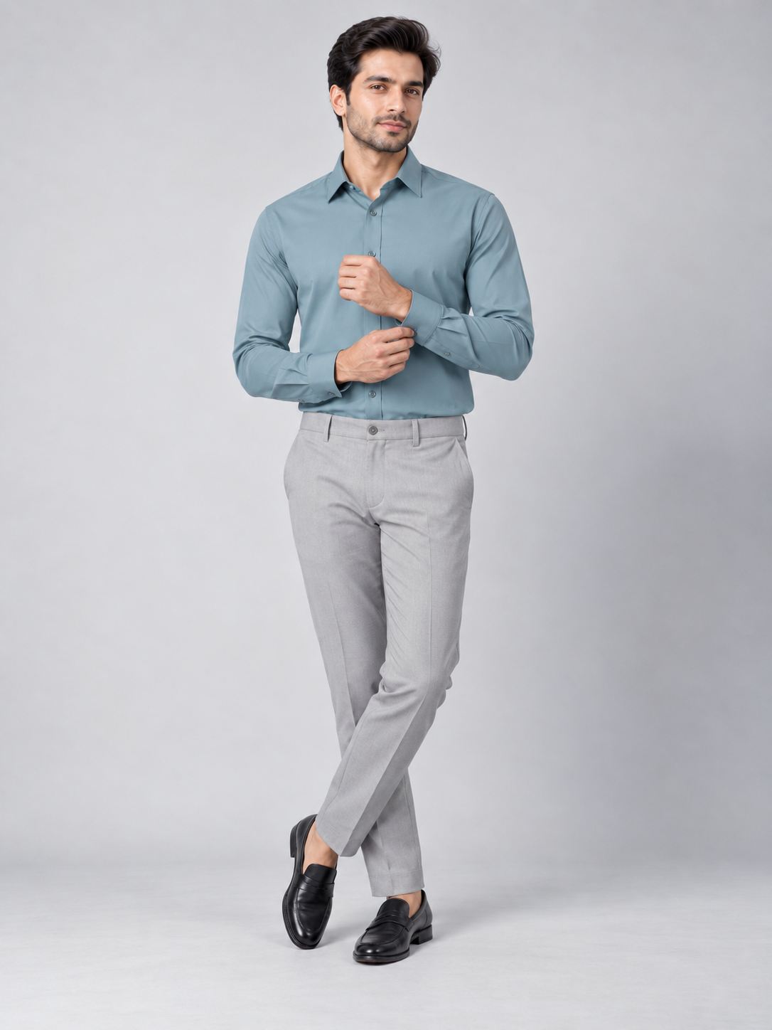 Men’s Premium Solid Full Sleeve Turquoise Shirt