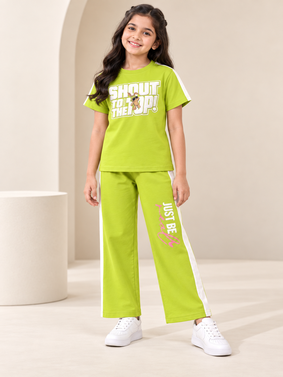 Girls Premium Printed Round Neck Co-Ord Set