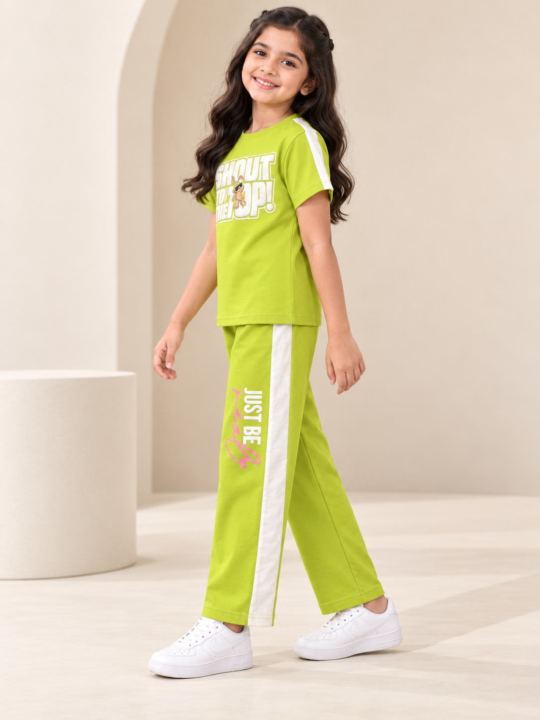Girls Premium Printed Round Neck Co-Ord Set