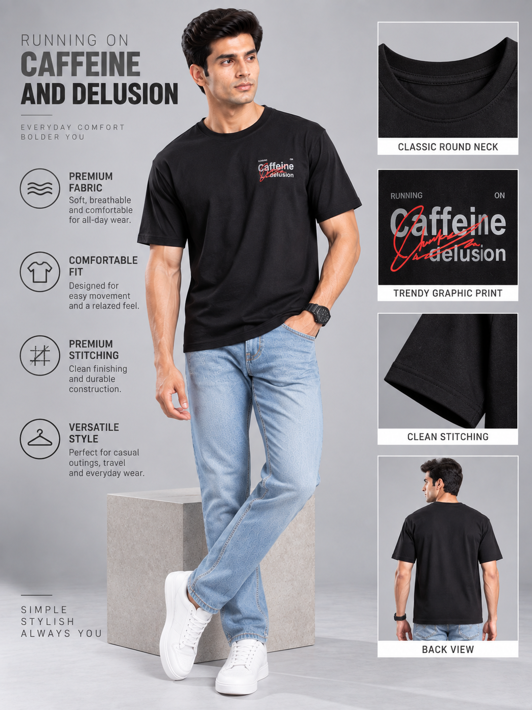Men’s Premium Cotton Blend Half Sleeve T-Shirt