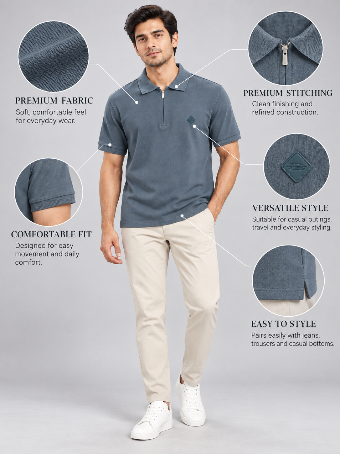 Men’s Premium Cotton Blend Half Sleeve T-Shirt