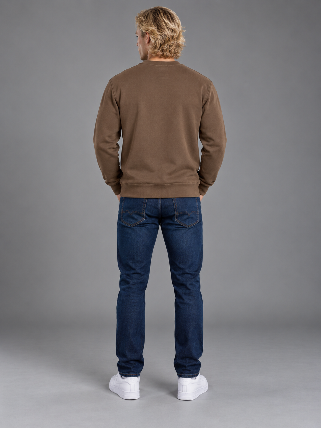 Men Brown Colour Round Neck Premium Sweatshirt