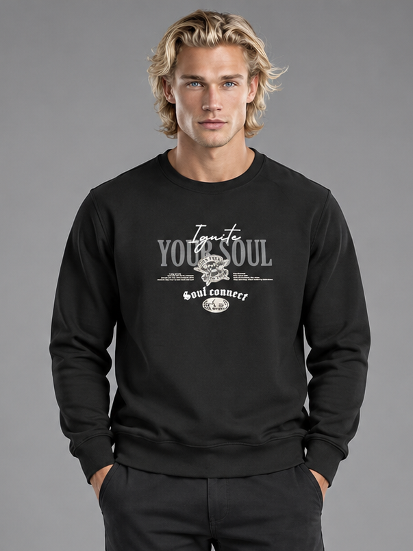 Men Black Colour Round Neck Premium Sweatshirt