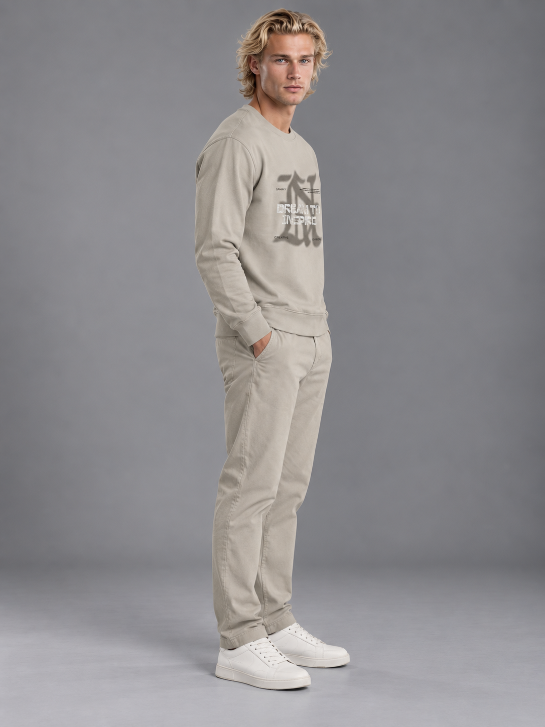 Men Grey Colour Round Neck Premium Sweatshirt