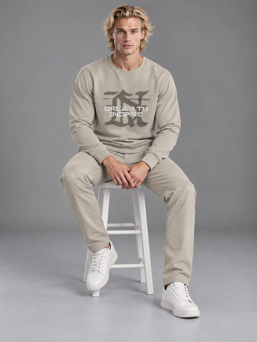 Men Grey Colour Round Neck Premium Sweatshirt