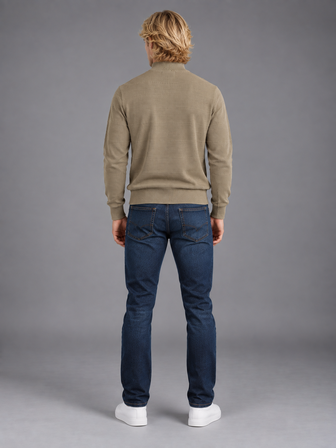 Men Beige Colour Polo Neck Zipper  Premium Full Sleeves T-shirt