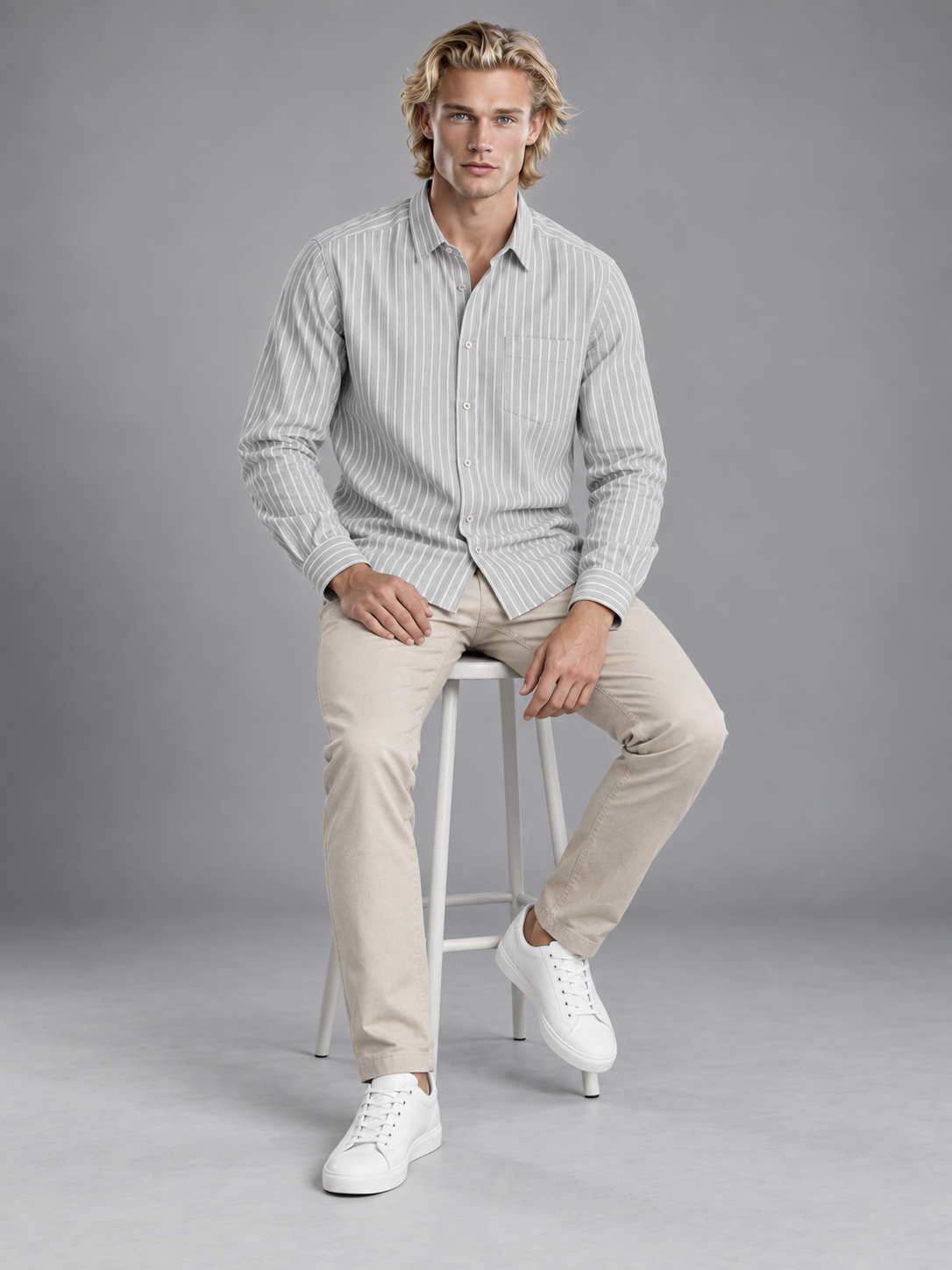 Men Grey Colour Premium Shirt