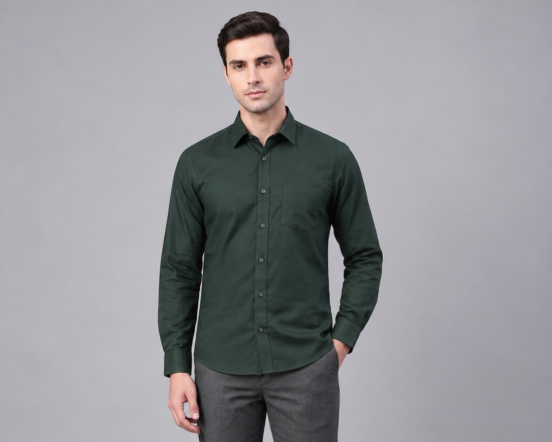 Men Premium Casual Plain Full Sleeve Shirt
