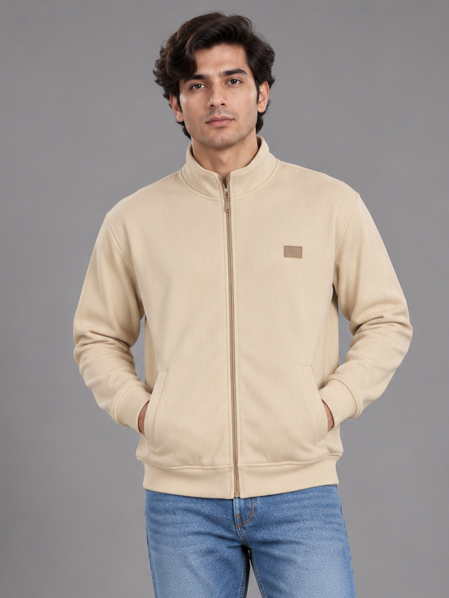 Men's Solid Full Sleeves & Full Zipper Plain Sweatshirt
