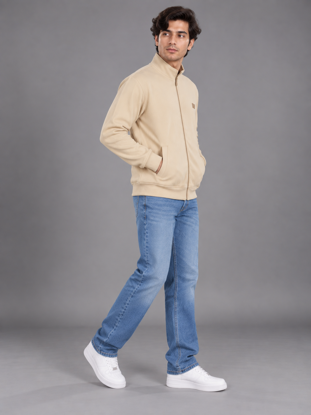 Men's Solid Full Sleeves & Full Zipper Plain Sweatshirt