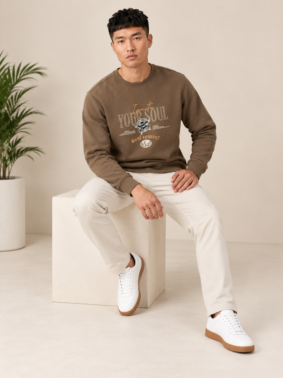 Men's Solid Full Sleeves Round Neck Sweatshirt