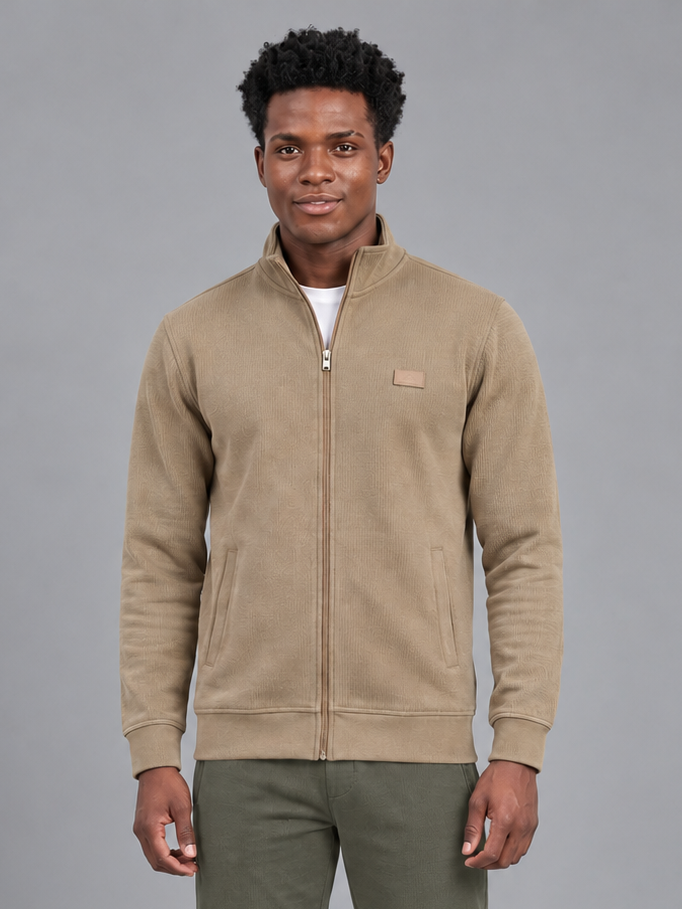 Men's Solid Full Sleeves & Full Zipper Plain Sweatshirt