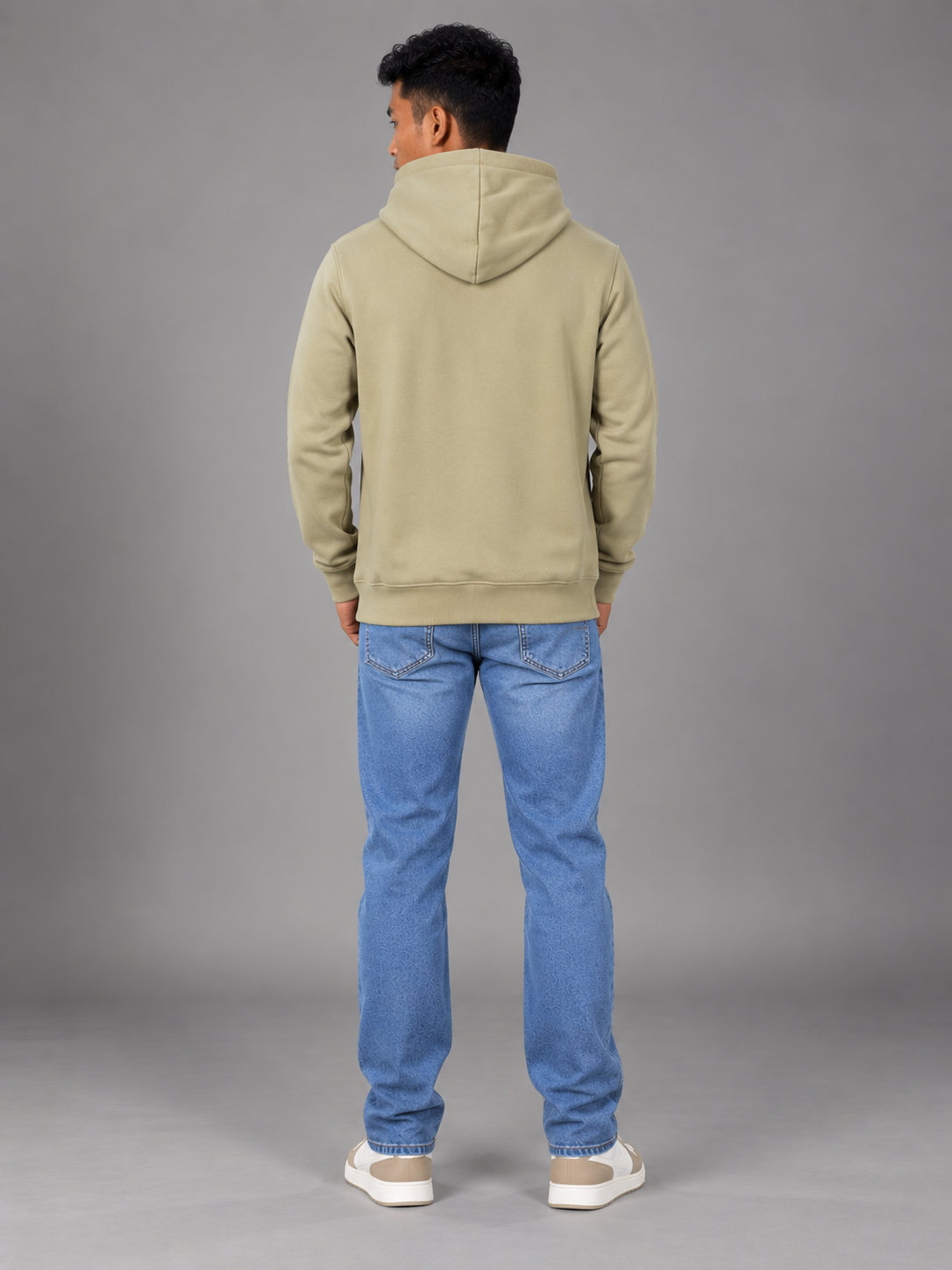 Men's Solid Full Sleeves Front Print Hoody Sweatshirt