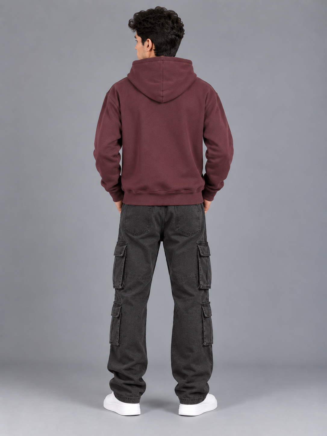 Men's Solid Full Sleeves Front Print Hoody Sweatshirt