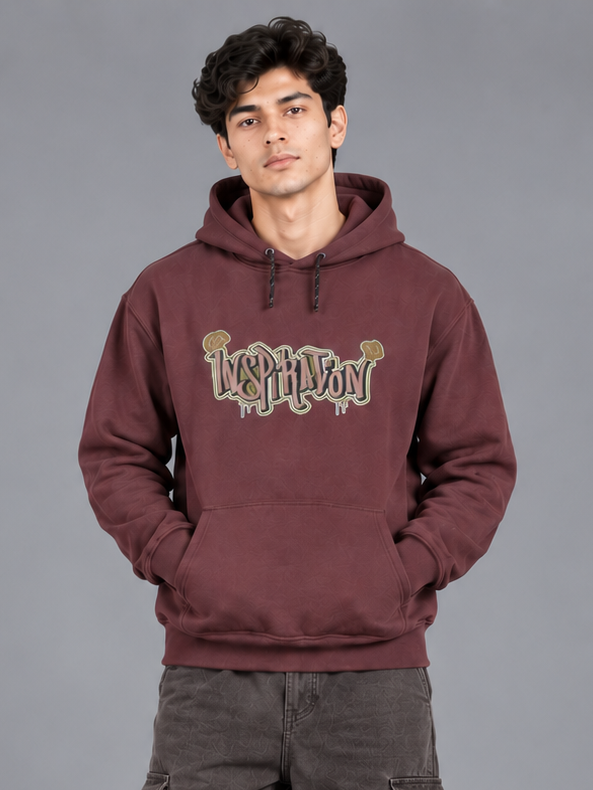 Men's Solid Full Sleeves Front Print Hoody Sweatshirt