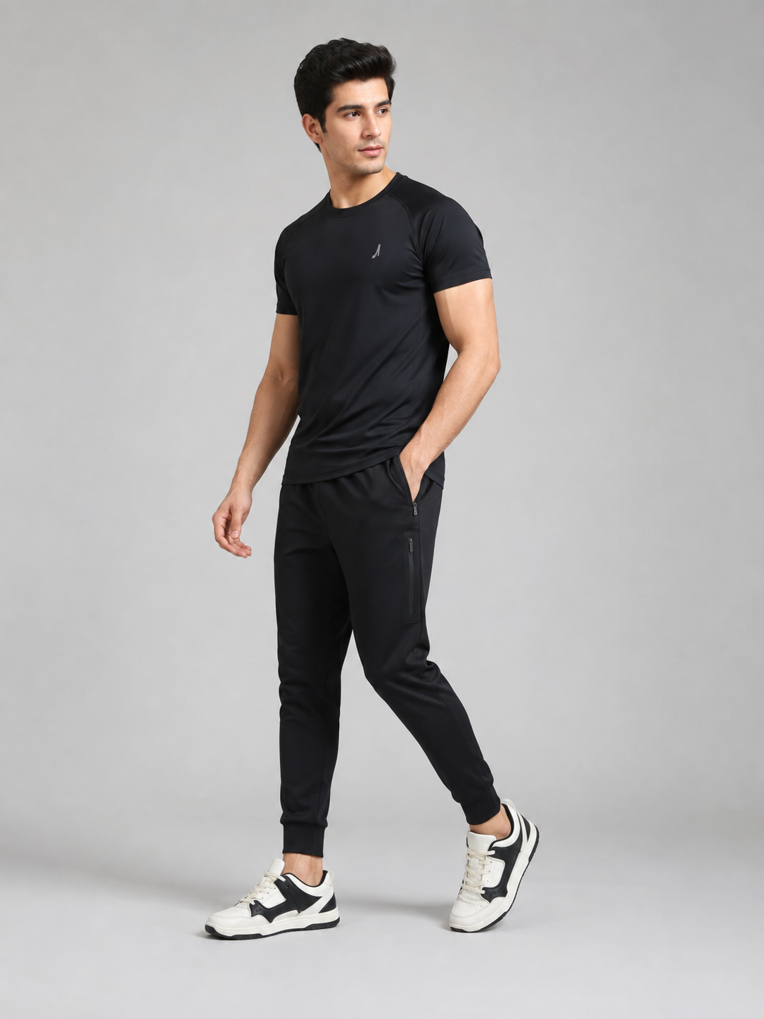 Men's Black White Colour Casual Sneakers