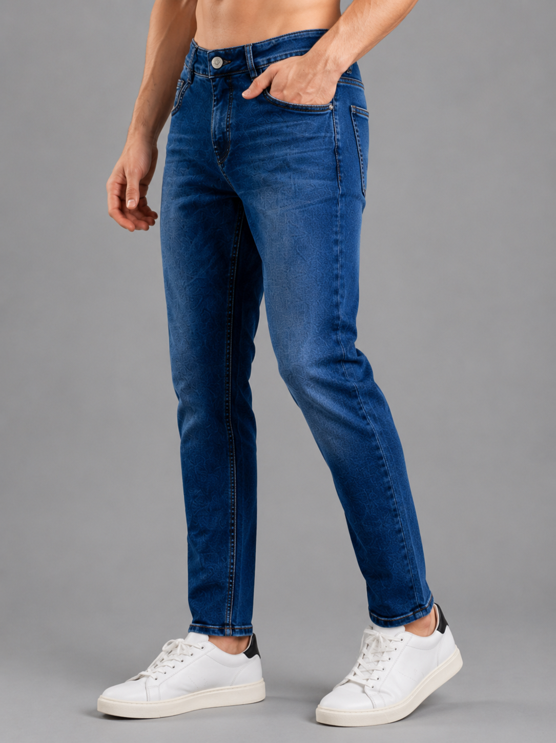 SPARKY Men | Stretch Narrow Fit | Mid Blue Jeans | Premium Casual Denim