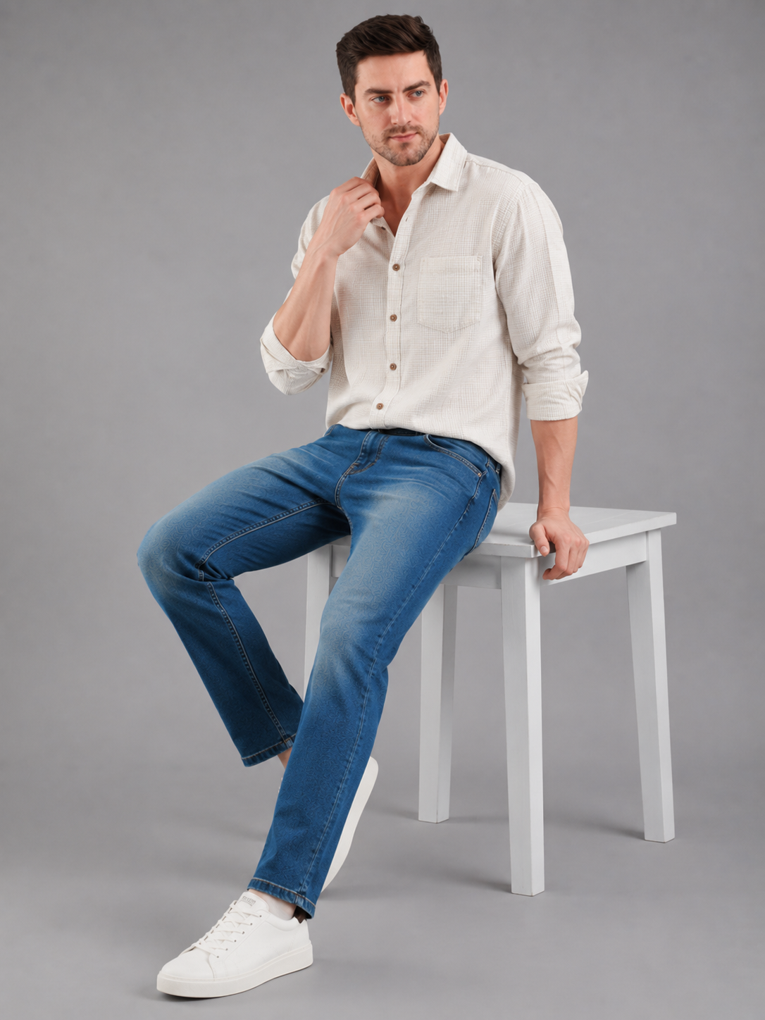 SPARKY Men | Stretch Comfort Fit | Mid Blue Jeans | Premium Casual Denim