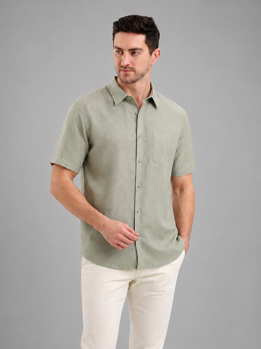 SPARKY Men Plain Formal Shirt | Office, Meeting & Casual Wear Pista color