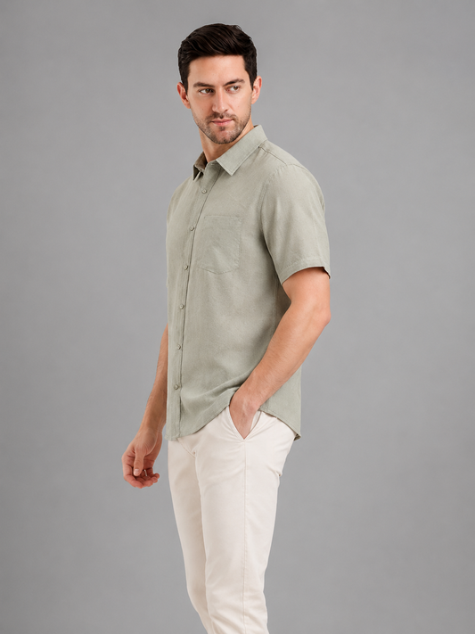 SPARKY Men Plain Formal Shirt | Office, Meeting & Casual Wear Pista color