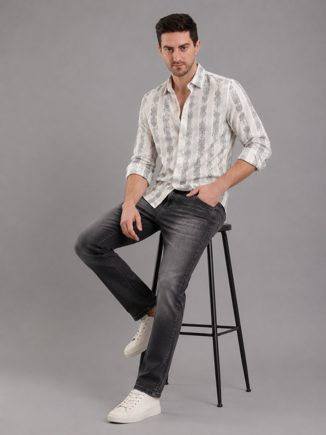 Men Stretch Narrow Fit | Dark Blue Jeans | Premium Casual Denim