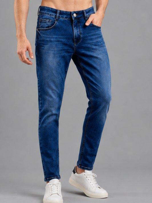 SPARKY Men | Stretch Narrow Fit | Mid Blue Jeans | Premium Casual Denim