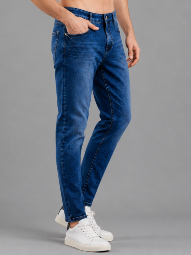 SPARKY Men | Stretch Narrow Fit | Mid Blue Jeans | Premium Casual Denim