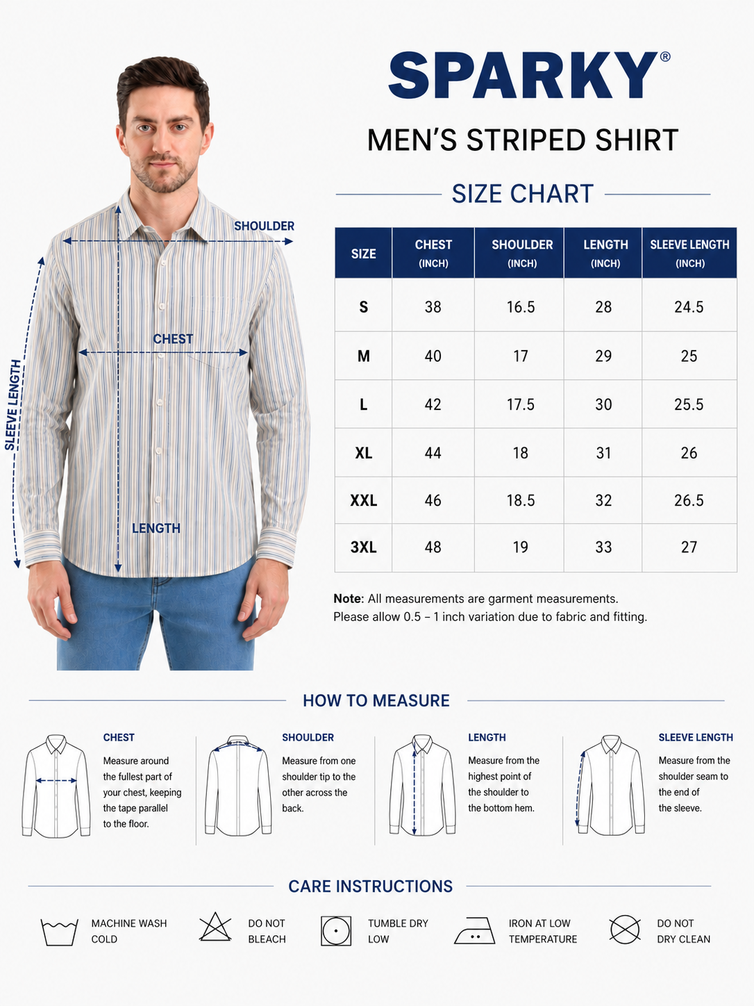 SPARKY Men Sky Vertical Stripe Casual Shirt | Premium Cotton Full Sleeve Shirt