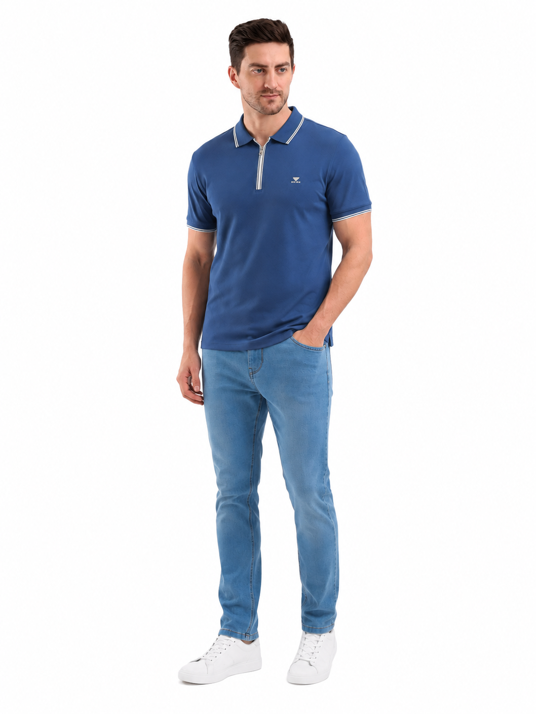 SPARKY Men Blue Solid Polo T-Shirt | Premium Cotton Casual Wear