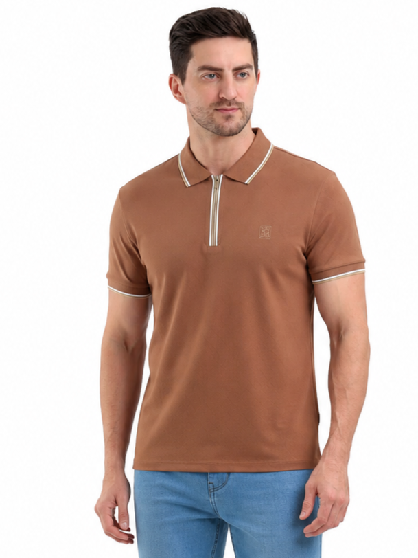 SPARKY Men Brown Casual Polo T-Shirt | Comfortable Daily Wear