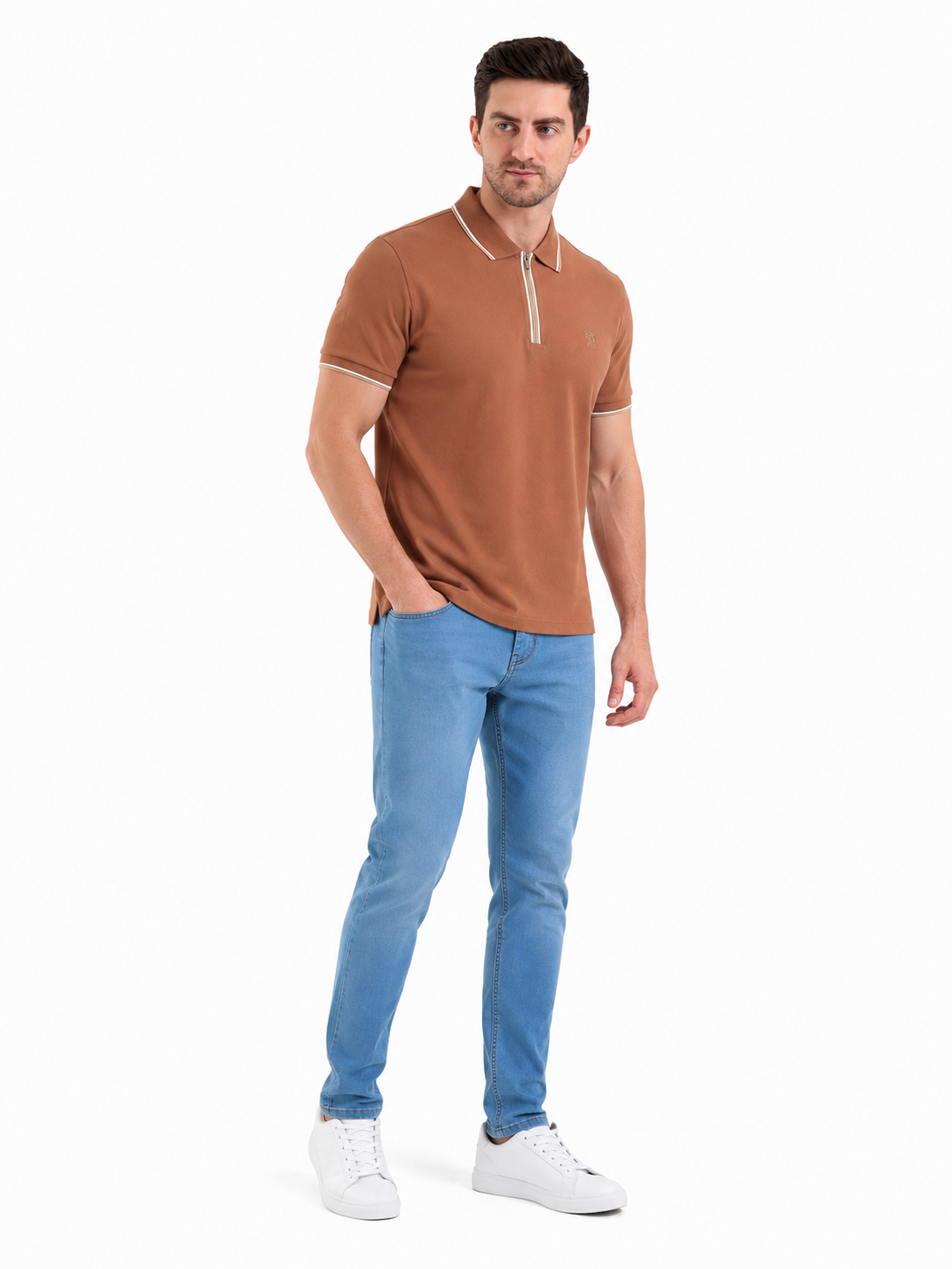SPARKY Men Brown Casual Polo T-Shirt | Comfortable Daily Wear