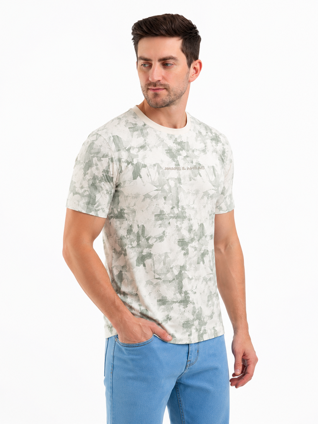SPARKY Men Green Sports Round Neck T-Shirt | Active Casual Fashion