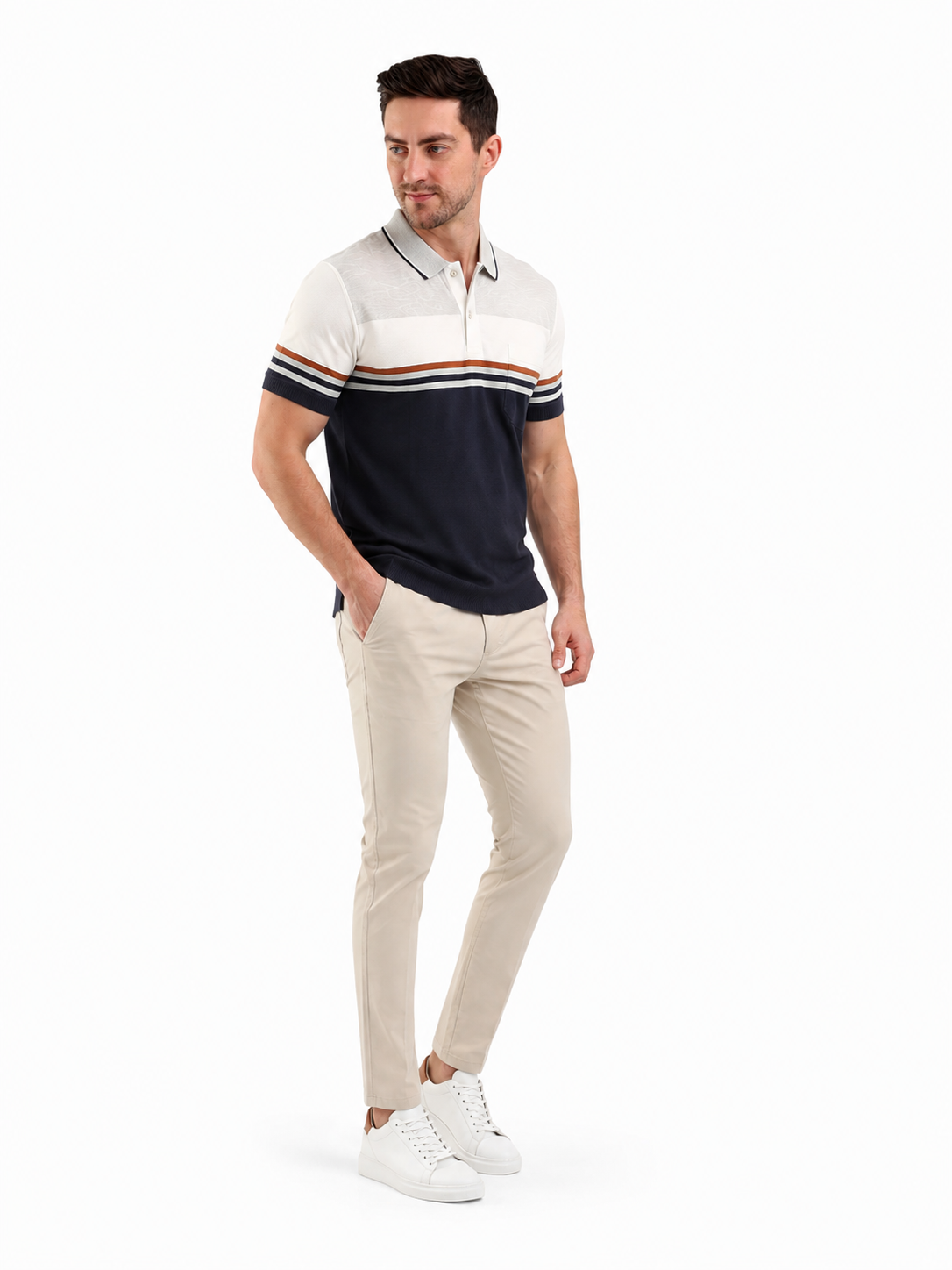 SPARKY Men Blue Polo Collar Cotton T-Shirt | Lightweight Summer T-Shirt