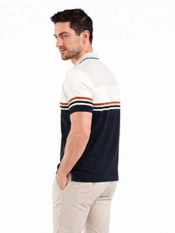 SPARKY Men Blue Polo Collar Cotton T-Shirt | Lightweight Summer T-Shirt