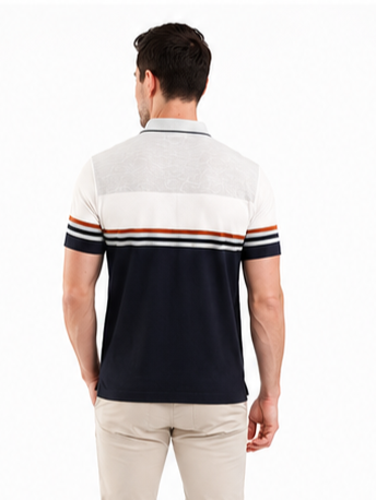 SPARKY Men Blue Polo Collar Cotton T-Shirt | Lightweight Summer T-Shirt