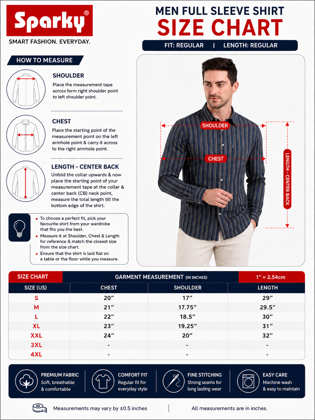 SPARKY Men Premium Formal Shirt | Lightweight Breathable Cotton Shirt Blue Color