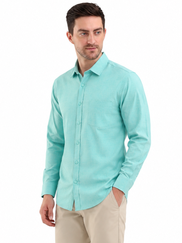 SPARKY Men Slim Fit Formal Shirt Full Sleeve | Premium Cotton Business Wear Light Green