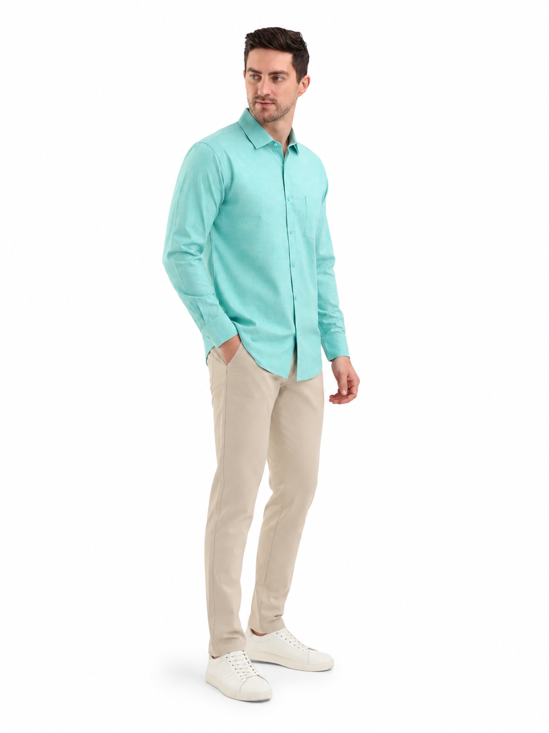 SPARKY Men Slim Fit Formal Shirt Full Sleeve | Premium Cotton Business Wear Light Green