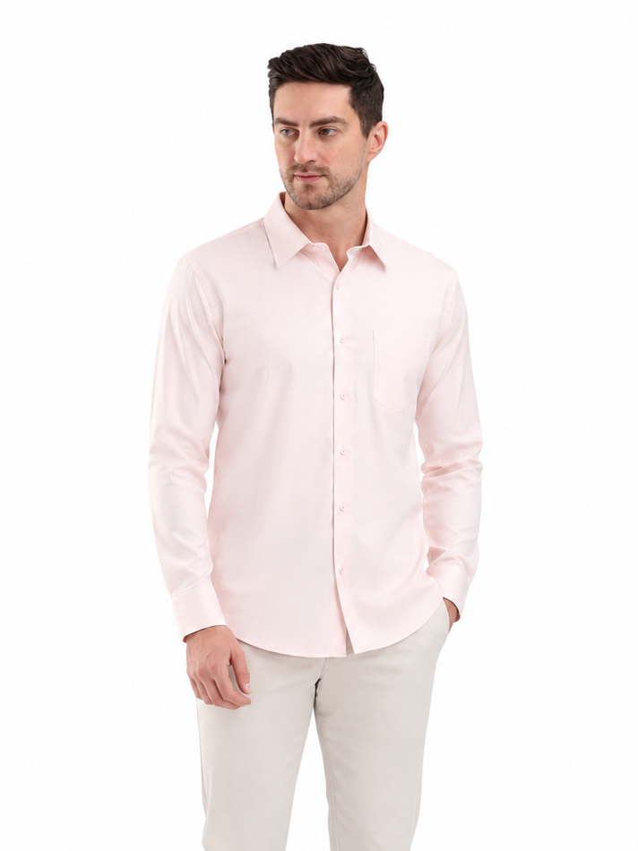 SPARKY Men Solid Cotton Formal Shirt | Full Sleeve Office Wear Shirt Peach Color