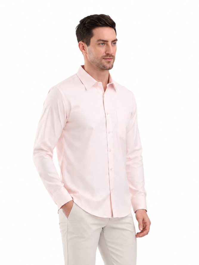 SPARKY Men Solid Cotton Formal Shirt | Full Sleeve Office Wear Shirt Peach Color