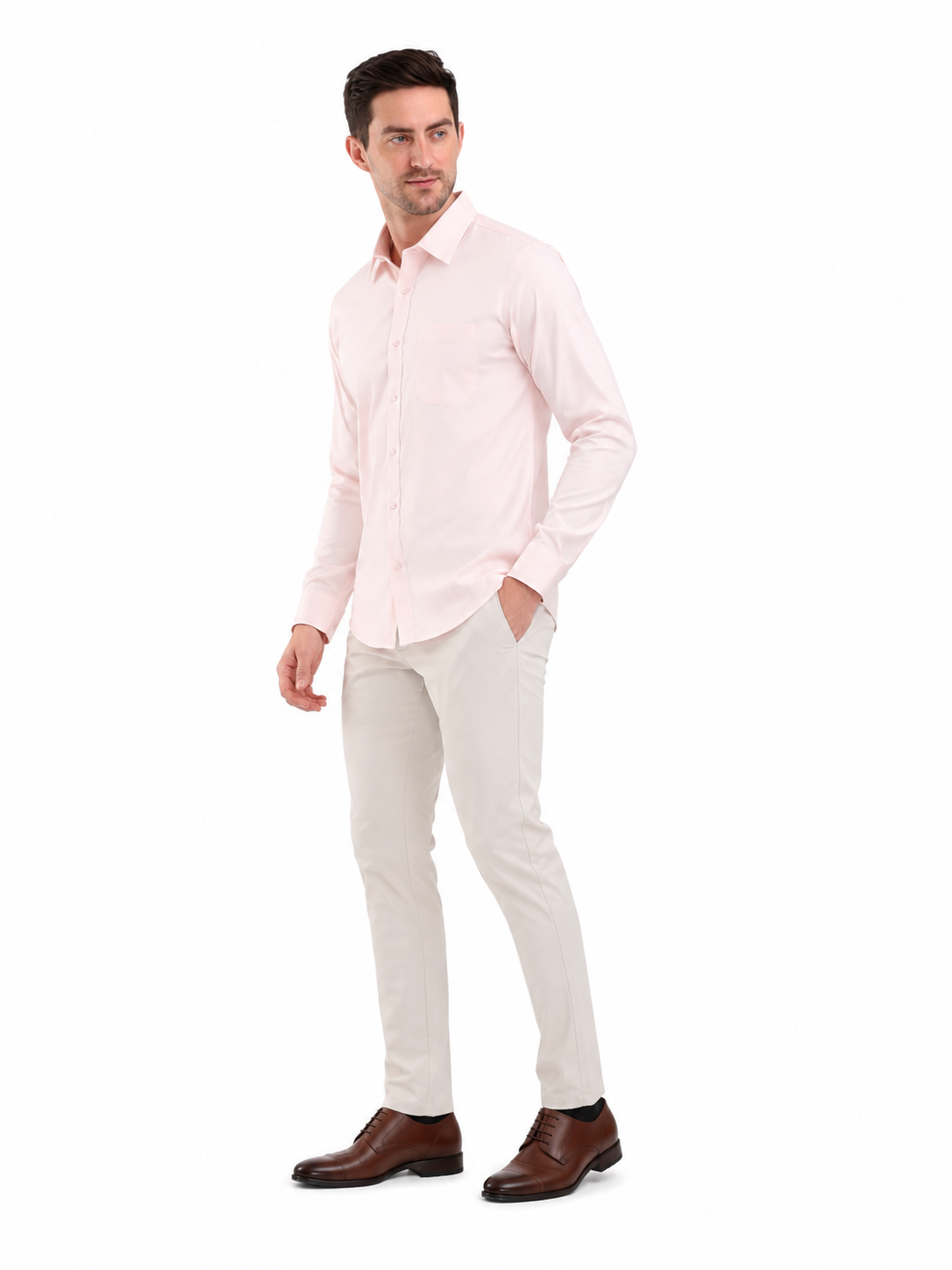 SPARKY Men Solid Cotton Formal Shirt | Full Sleeve Office Wear Shirt Peach Color